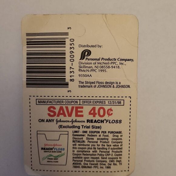 Johnson & Johnson Reach Floss Gentle Gum Care - vintage 5YD. Fresh mint sealed - Picture 2 of 3